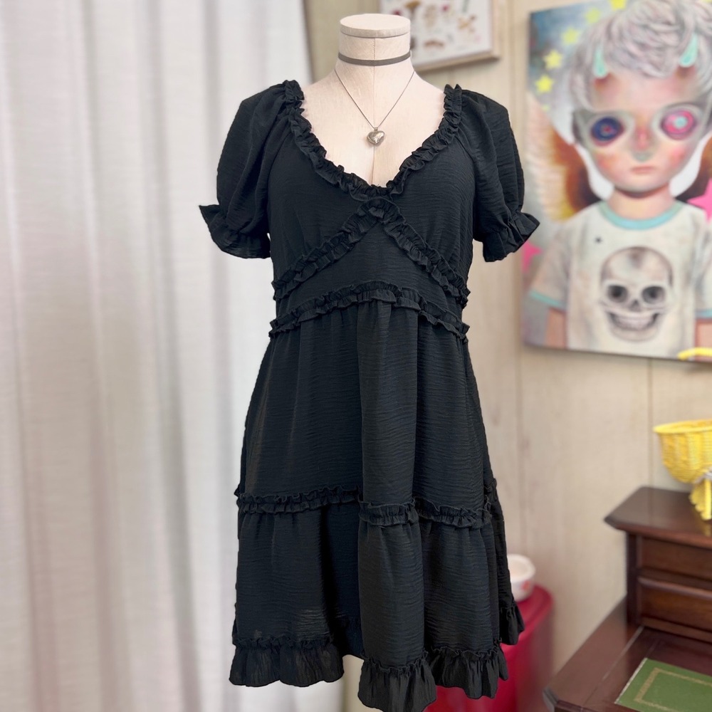 Inspired Hearts White Ruffle Tiered Mini Dress XL Cottagecore 6EUPV060R